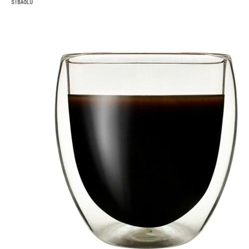 Double Coffee Cup Egg-shaped Transparent Glass Cup 250ml Heat-resistant High Borosilicate Glass Cup