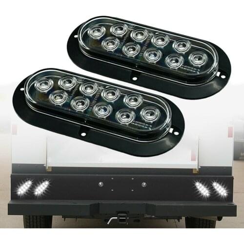 Fuleem 2PCS 6INCH 10 LED Surface Mount Oval White Stop Brake Marker Tail LED Light 12V Waterproof