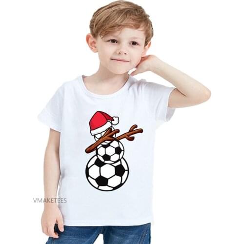 Girls & Boys Cartoon T shirts Kids Dabbing Soccer/Football/Basketball Snowman Christmas T-shirt Baby Funny Clothes,HKP5758