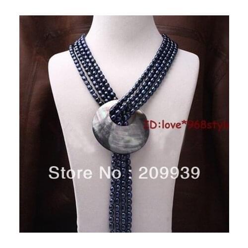 HOT SELL - S1159 Genuine black Freshwater FW pearl Tassel Big Sea shell Buckle Handwoven Necklace -Top quality free shipping