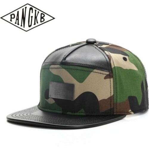 PANGKB Brand BL PLATED CAP CAP camouflage leather hip hop snapback hat for men women adult outdoor casual sun baseball cap bone