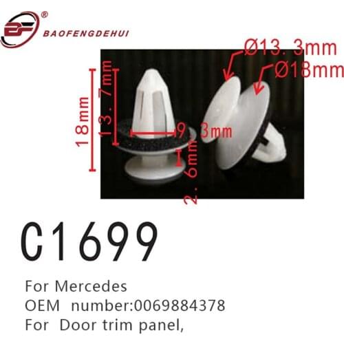 Car Fastener Door Trim Panel Clips For Mercedes R129 W168 W202 W203 W210 W222 V222 0069884378 Clip Screws