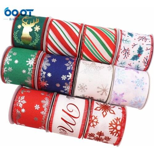 M-21719-1110 63MM 5Yards/Roll Lron Wire Edge Imitation Hemp Tacks With Christmas Party DIY Decoration Ribbons