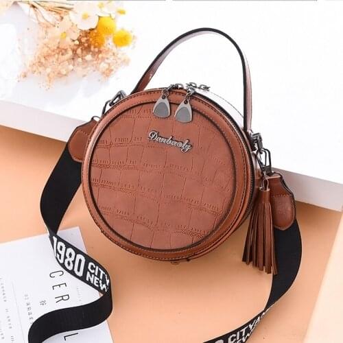 Fashion Women bag PU Leather Single Shoulder Bag High Quality Messenger Purse Crossbody Bag Female Round Mini Tote Handbags
