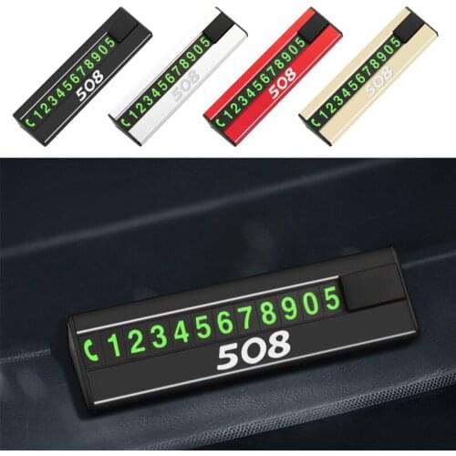 Phone Number Car Temporary Parking Card alloy Luminous Car Sticker For Peugeot 508 2009-2020 Interior Accessories