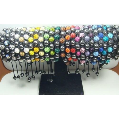 Dt33ale 10mm AB clay Ball Beads mix multicolor Bracelet Bangles fashion lots Christmas Gift wo crystal crystal