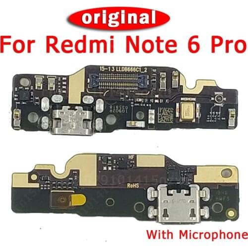 Original Charging Port For Xiaomi Redmi Note 6 Pro Charge Board USB Plug PCB Dock Connector Flex Cable Replacement Spare Parts
