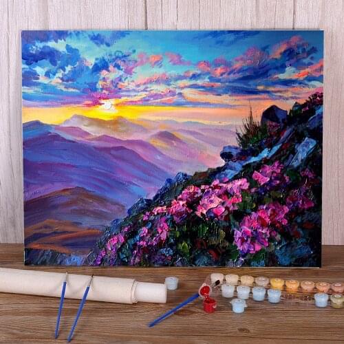 Landscape The Sun Goes Down Coloring By Numbers Painting Kit Acrylic Paints 40*50 Oil Painting Home Decor Adults Wholesale
