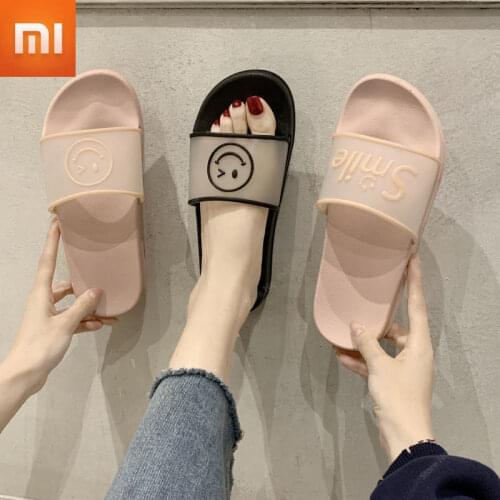 Xiaomi Beach Slippers Ladies Summer Sandals Men Ladies Flip Flops Couple Smiley Flat Shoes Bathroom Non-slip Slipper