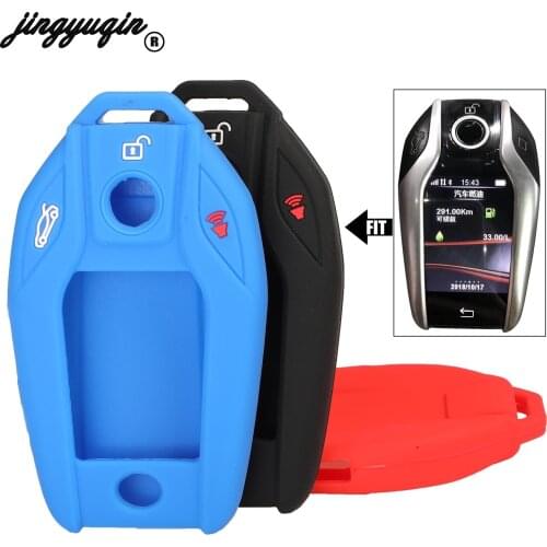 Jingyuqin Silicone Remote car key case cover remote key for BMW 7 Series I12 G12 G11 2016 2017 2018 Keyless LCD Cover Protector