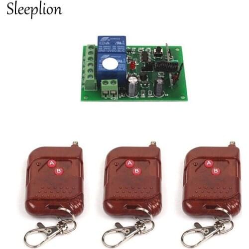 Sleeplion DC 12V 10A Relay 2Ch wireless RF Remote Control Switch 3 Transmitter+ Receiver 315MHz 433MHz ON/OFF Module Kits