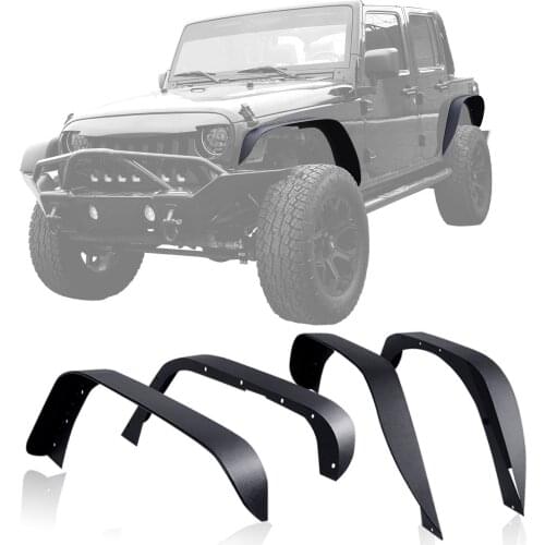 Steel Flat Style Fender Flares for Jeep Wrangler JK 2007-2017
