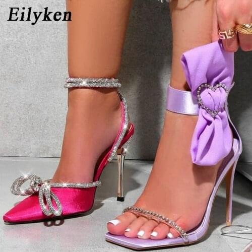 Eilyken 2021 New Women Shoes Gladiator Purple Butterfly-knot Sandals Sexy High heels Decoration Summer Party Dress shoes Sandals