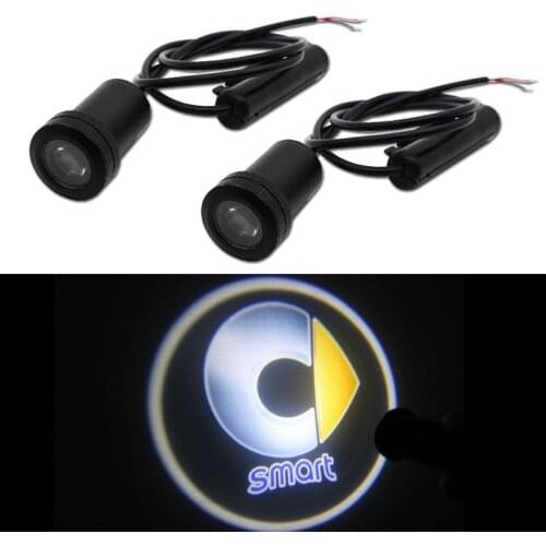 2PCS 2*Universal Car LED Ghost Shadow welcome Door Light Laser Projector logo Courtesy Emblem For Smart Cabrio/City-Coupe