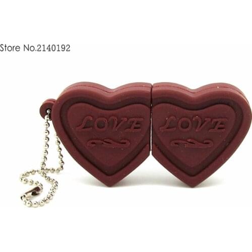 Newest style love chocolate cute USB Flash drive heart shaped Pen Drive 8GB 16GB 32GB pendrive memory stick real capacity