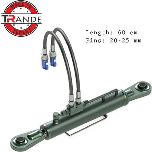 Tractor Hydraulic Top Link Assembly, Double Lock, With Hoses, Extra 40 mm Piston Pin, 20-26 mm connection, 60 cm Made In Turkey