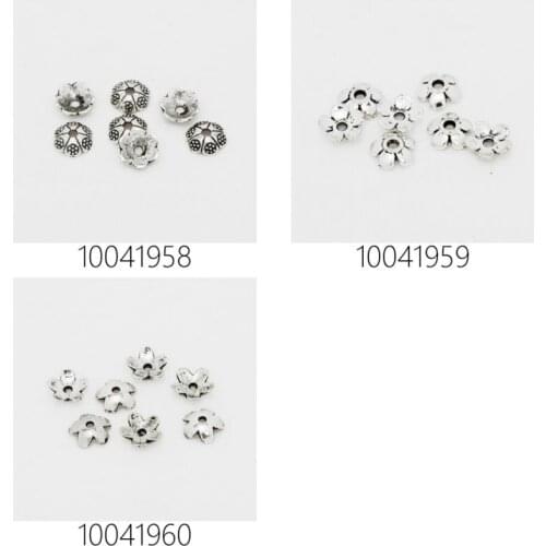 Lots of 100pcs vintage beads cap,filigree beads cap,flower spacer metal beads,antique silver-100419-3
