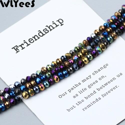 WLYeeS 100pcs 4mm Plating color Austrian crystals bead flat Round Shape Glass loose bead Jewelry Women necklace Making DIY ball