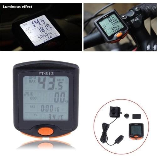 YT-813 Wired Bike Speed Meter Digital Luminous Computer Multifunction Waterproof Sports Sensors Bicycle Computer Speedometer