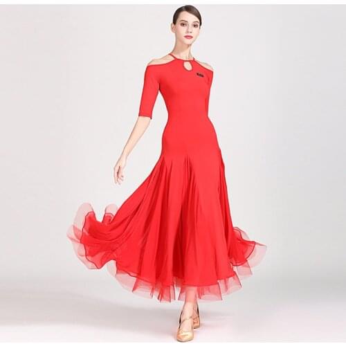 2021 New S9054 Half Sleeve Yarn Puffy Design Female Latin Dance Dress Women Performance Modern Dance Dress Latino Dancewear