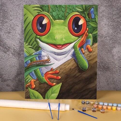 Animal Frog Paint By Numbers Package Acrylic Paints 40*50 Canvas Pictures Decorative Paintings For Adults Handiwork