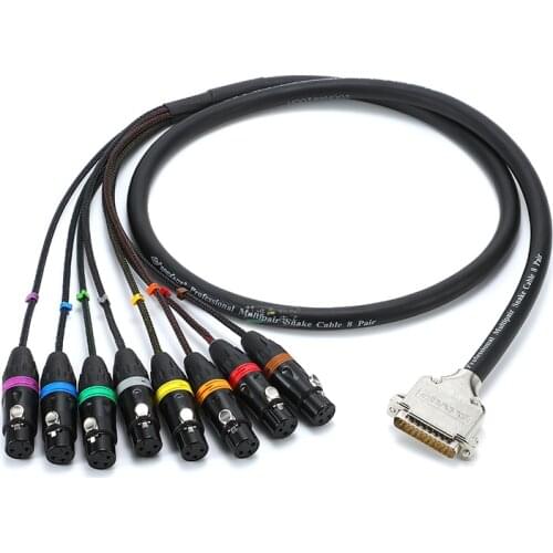 1Pcs DB25 to 8 XLR male and female Protools HD data cable 8 I/O output ports fantail fever audio cable