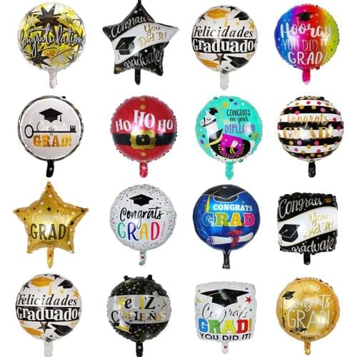 10pcs 18inch Round School Graduation Foil Helium BalloonsCongratulate Party Supplies Inflatable Decoration Air Globos Ballons