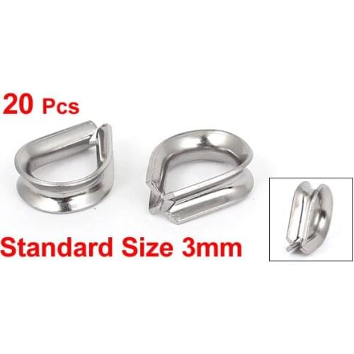 20pcs Stainless Steel 3mm 1/8" Standard Wire Rope Cable Thimbles Silver Tone LXM