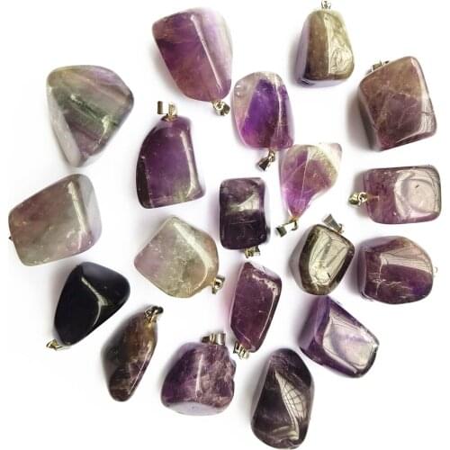 2020 Fashion New Jewelry Top Selling Natural Stone Amethysts Irregular Pendants Charms for Jewelry Making 30pcs/lot Wholesale