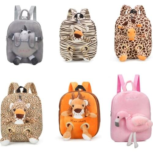 2021 New Kindergarten Soft Plush 3D Schoolbag Cute Animal Boys Girls Toddler Children Baby Lovely Backpack Kid Cartoon Mini Bag