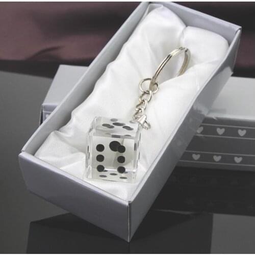 50pcs Las Vegas Themed Crystal Collection Dice Keychain Baby Christening Baby Shower Favors Wedding Favors And Gifts