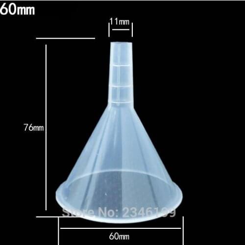60mm 50pcs/Lot Plastic Filter Funnel Clear Lab Funnel Liquid Transfer Splitter Empty Kitchen Tools Free Shipping