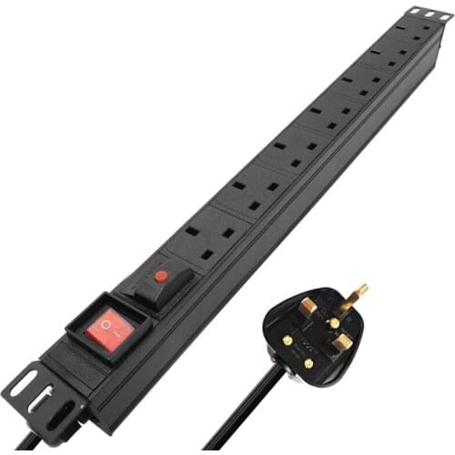 7AC UK SOCKET Aluminum alloy power With overload protection function Double break switch control 2m extension line UK PLUG