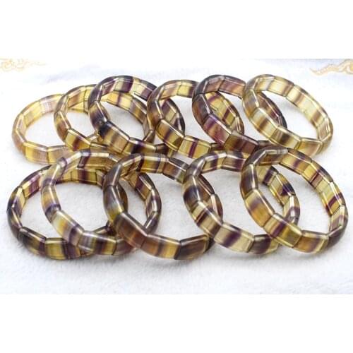 8“ Colorful fluorite Bracelet original Stone Bracelet yellow Purple Single crystal bracelet