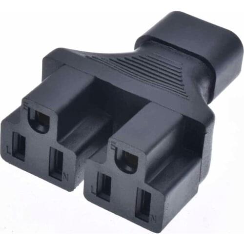 IEC 320 C14 Male To 2x US 3-Pin Nema 5-15R Female Y Splitter Adapter Converter New