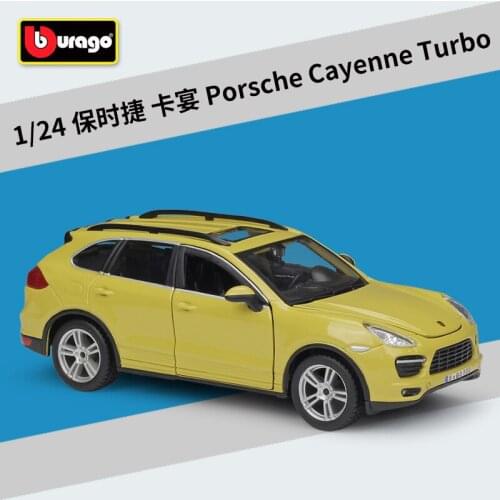 Bburago Diecast 1:24 Cayenne Turbo Racing Car Yellow Static Simulation Alloy Model Car Adult Collection Toy for Children
