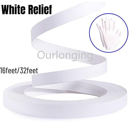 White Relief Wood Veneer Edge Banding, Preglued Flexible Wood Tape Iron on with Hot Melt for Cabinet Furniture Restoration