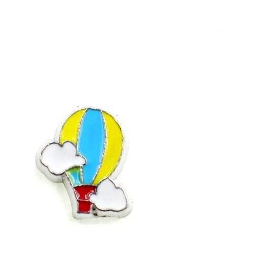 White Clouds Yellow Blue Hot Air Balloon Floating Charms Enamel Alloy DIY Accessories For Memory Living Locket Jewelry Making