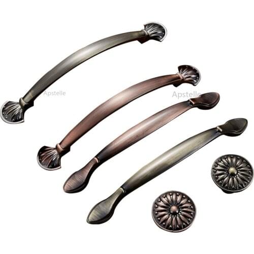 Zinc Alloy European Fashion Antique Closet Door Pulls Cabinet Drawer Knobs Bronze Black Kitchen Cupboard Handles