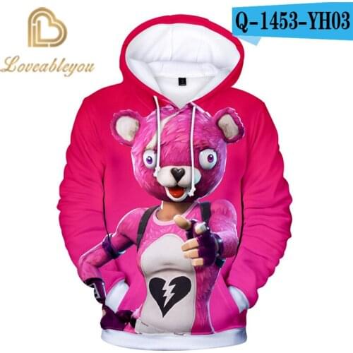 Pink Bear Battle Game 3D Hoodie Children Hoodies Streetwear Hip Hop Warm Hoody Sweatshirts Hoodie Harajuku Victory Royal