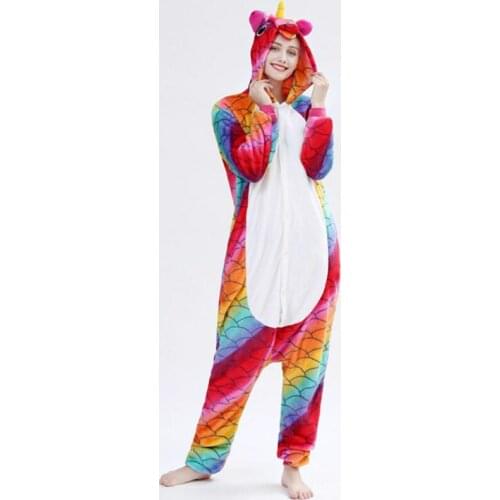 Adult Anime Scale Unicorn Kigurumi Onesies Costume For Women Men Winter Warm Soft Animal Cute Onepieces Pajamas Home Wear Girl