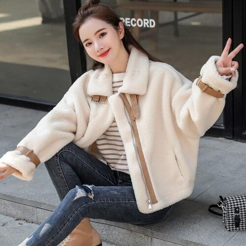 HOT Slae Autumn And Winter Jackets For Women Solid Slim Thick Faxu Lamb Wool Wind Female Cotton Coats chamarras para mujer 9927