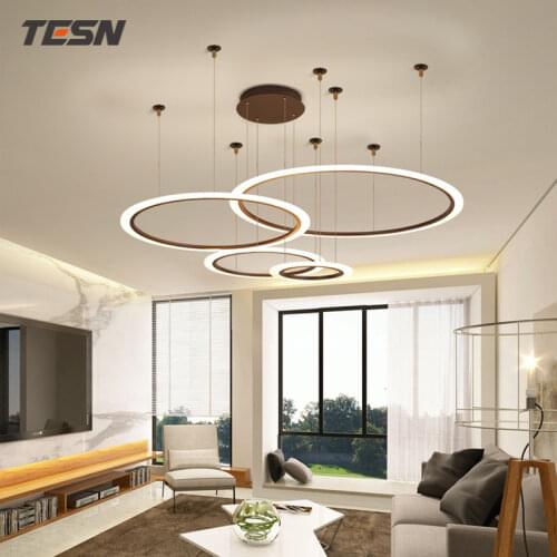 Living room chandelier simple modern atmosphere household LED creative personality restaurant light circle hall net red light