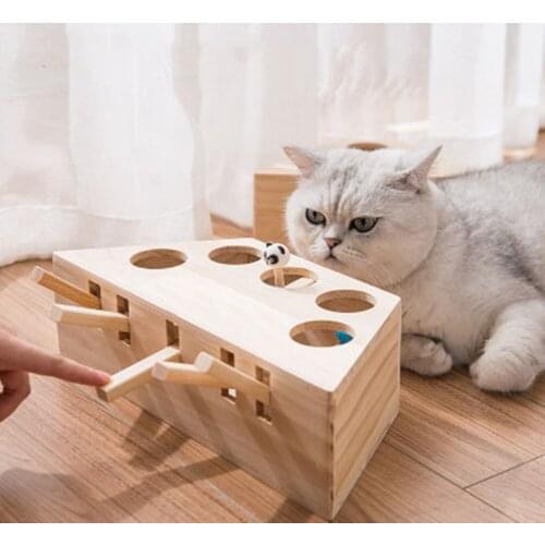 Kitten Catch Hunt Mouse Puzzle Interactive Cat Toy Funny Cats Indoor Huntint Scratch Solid Wood Toys Pet Puppy Game Supplies