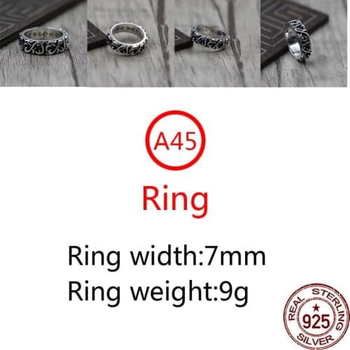 A45 925 sterling silver ring jewelry retro personality cross hollow shape punk fashion style couple shape gift for friends hot