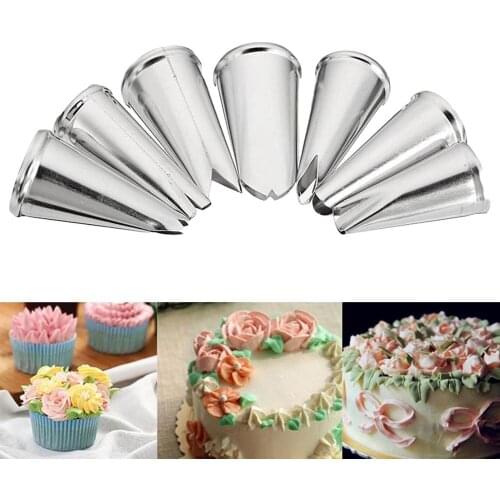 Cake Pastry Fondant Tools 7 Pcs/lot Metal Stainless Steel Decorating Tip Leaves Icing Cream Piping Nozzles Cake Decoration Tubes