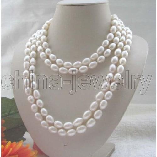 Beautiful long strand AAA 80" 10-11mm white baroque freshwater pearl necklace