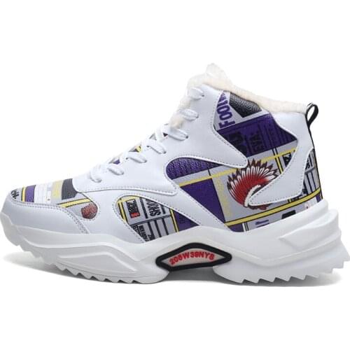 Autumn Winter New Sneakers Plush Warm Comfortable High-Top Walking Trainers Men Women Casual Sports Shoes Big Size Unisex Shoes