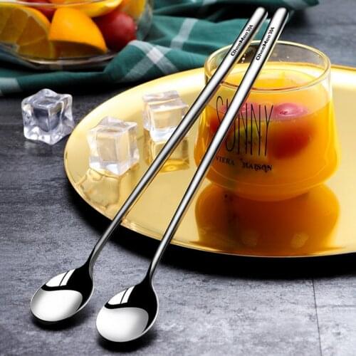 Stainless Steel Stirring Spoon Long Handle Tea Spoon Dessert Coffee Ice Cream Cocktail Spoons Kitchen Bar Tools Dinnerware^1