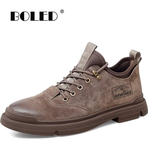 Cow Suede Leather Men Shoes Spring Autumn Outdoor Breathable Casual Shoes Designer Non-slip Walking Flats Shoes